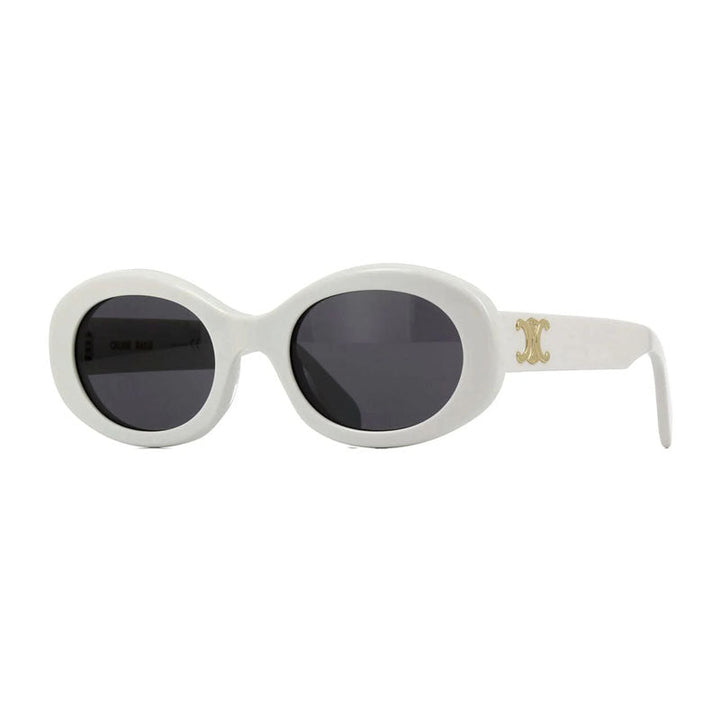 Celine Sunglasses Oval Full Rim, Ivory Frame and Smoke Lens CL40194U25A