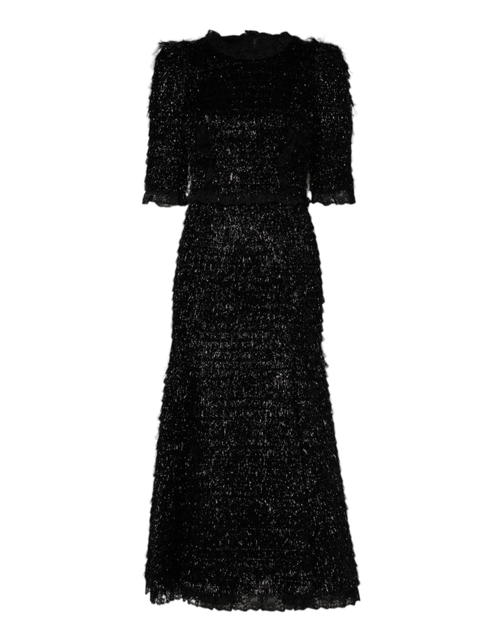 Dolce &amp; Gabbana Sample Sale Dolce &amp; Gabbana Metallic Black Polyester A-line Midi Dress - | Designer outlet