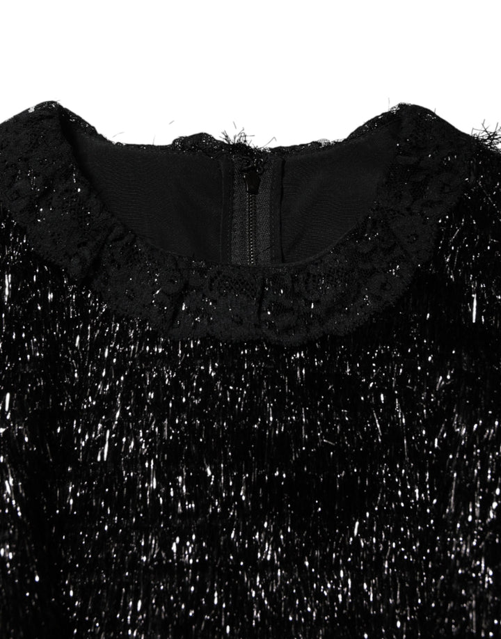 Dolce &amp; Gabbana Sample Sale Dolce &amp; Gabbana Metallic Black Polyester A-line Midi Dress - | Designer outlet