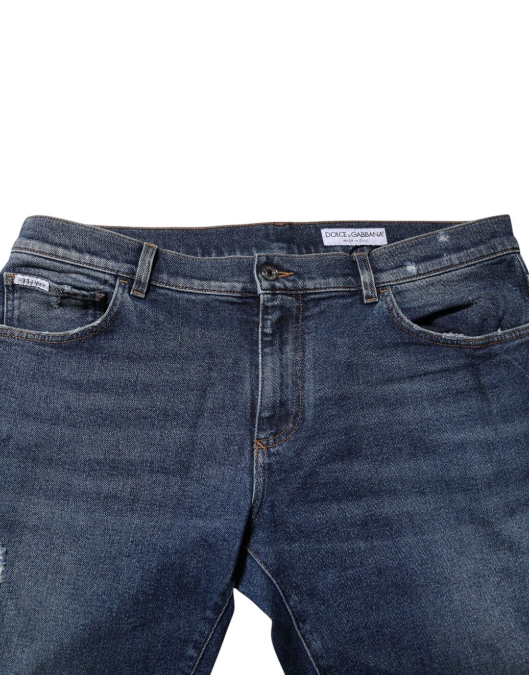 Dolce &amp; Gabbana Sample Sale Dolce &amp; Gabbana Blue Cotton Mid Waisted Straight Denim Jeans - | Designer outlet