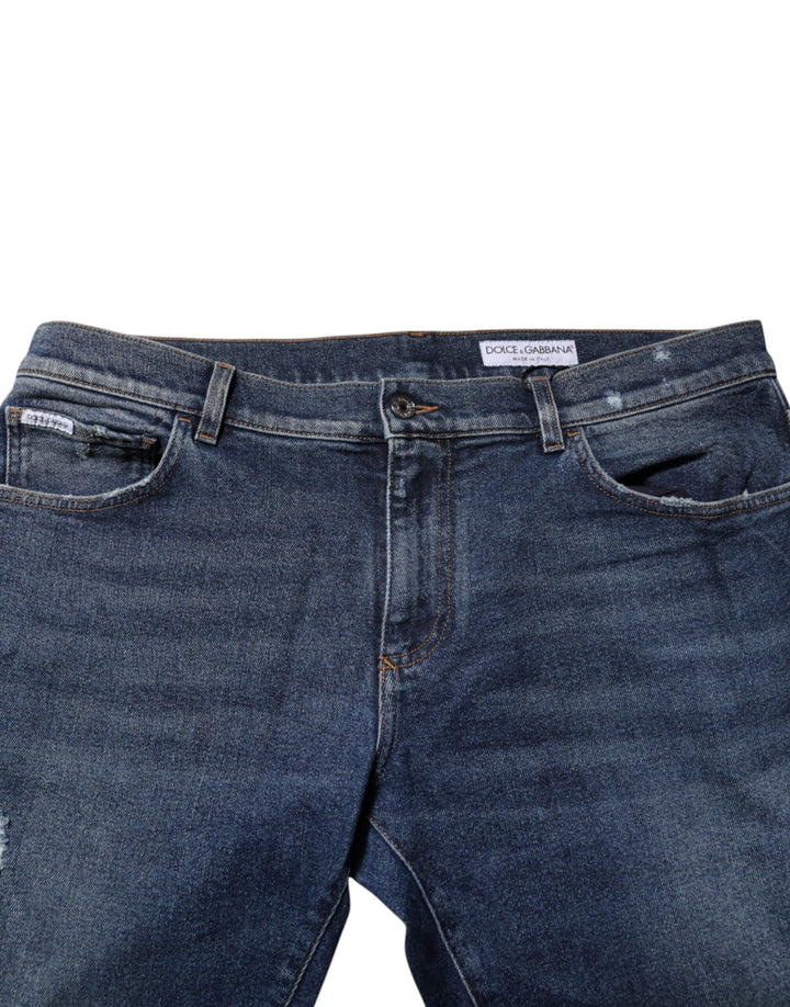 Dolce &amp; Gabbana Sample Sale Dolce &amp; Gabbana Blue Cotton Mid Waisted Straight Denim Jeans - | Designer outlet