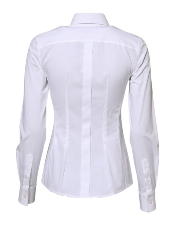 Dolce & Gabbana White Cotton Long Sleeves Collared Shirt Top