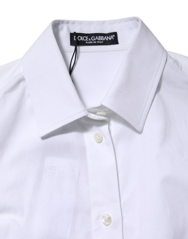 Dolce & Gabbana White Cotton Long Sleeves Collared Shirt Top