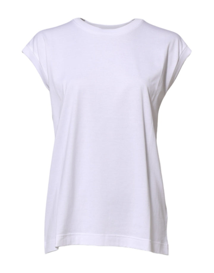 Dolce & Gabbana White Cotton Sleeveless Women Tank T-shirt