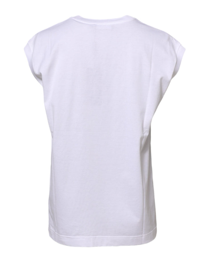 Dolce & Gabbana White Cotton Sleeveless Women Tank T-shirt