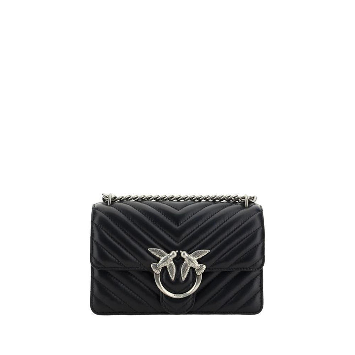 PINKO Black Calf Leather Bos Taurus Shoulder Bag