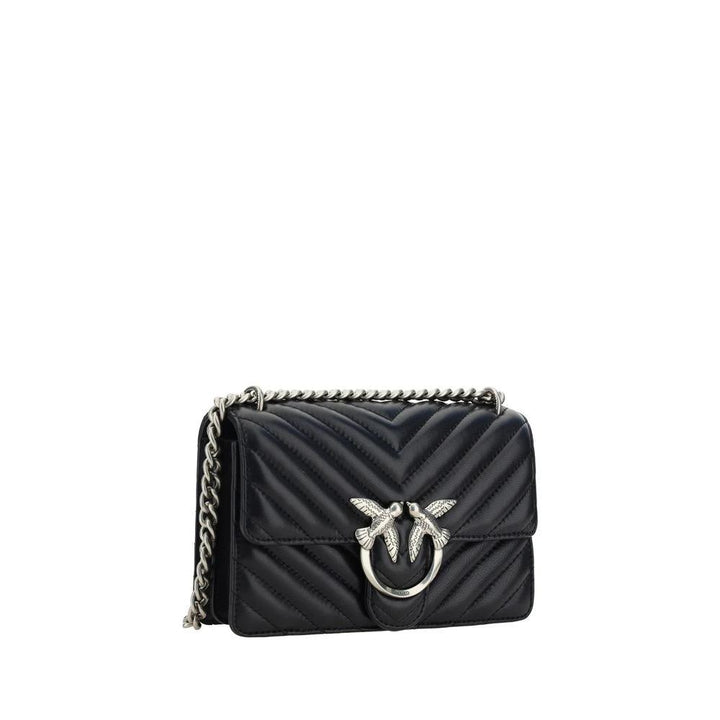 PINKO Black Calf Leather Bos Taurus Shoulder Bag