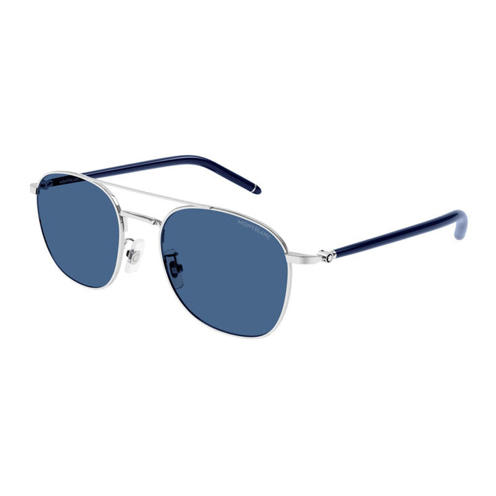 Montblanc Sunglasses Square Full Rim, Silver Frame and Blue Lens MB0271S008