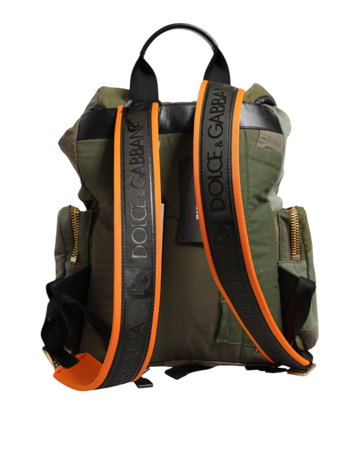 Dolce & Gabbana Military Green Patchwork Rucksack Backpack Bag