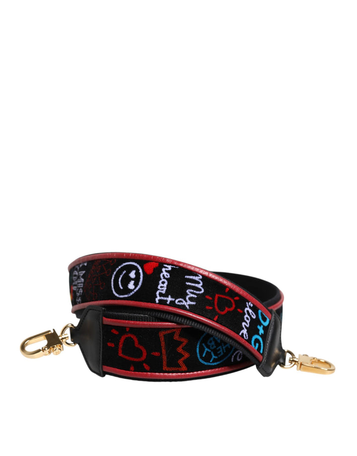 Dolce & Gabbana Black Cotton Printed Women Bag Accessory Shoulder Strap by Dolce & Gabbana outlet now on sale