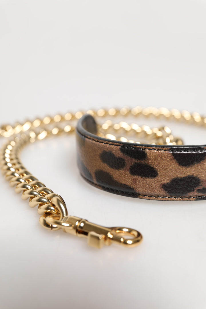 Dolce & Gabbana Brown Leopard Gold Brass Chain Accessory Shoulder Strap by Dolce & Gabbana outlet now on sale