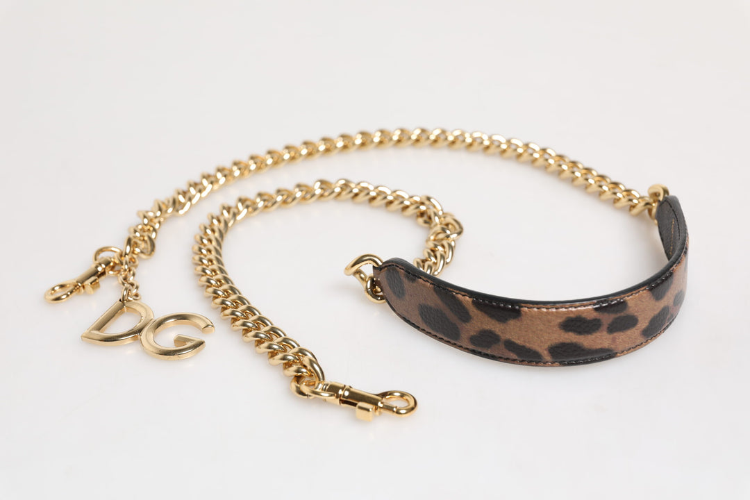 Dolce & Gabbana Brown Leopard Gold Brass Chain Accessory Shoulder Strap by Dolce & Gabbana outlet now on sale