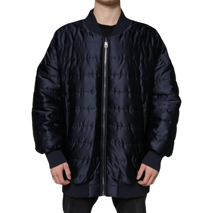 Dolce &amp; Gabbana Sample Sale Dolce &amp; Gabbana Dark Blue Quilted Full Zip Bomber Jacket - | Designer outlet