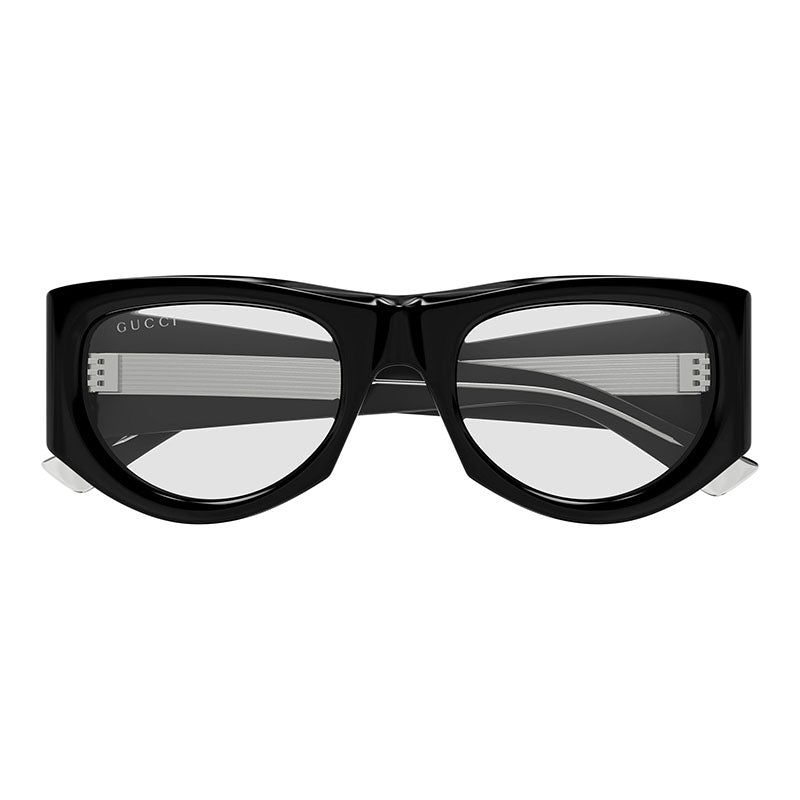 Gucci Square Full Rim, with a Shiny Black frame and Clear lens.