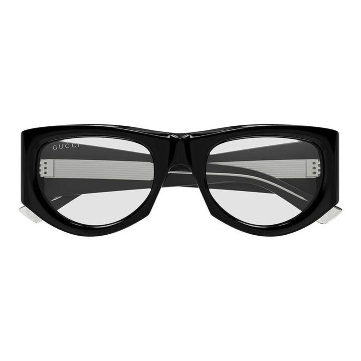 Gucci Square Full Rim, with a Shiny Black frame and Clear lens.