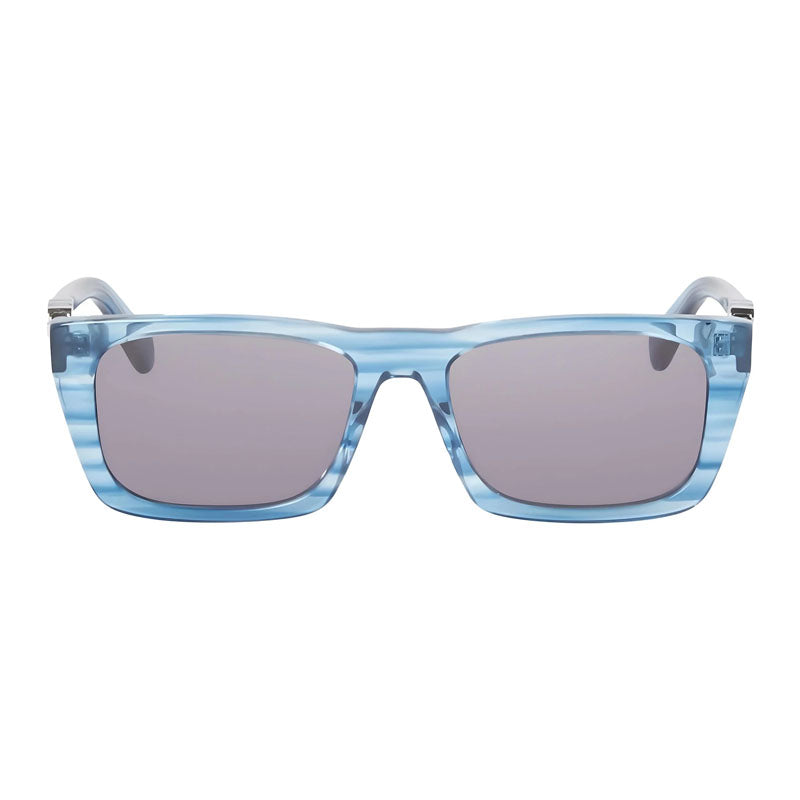 Off-White Sunglasses Square Full Rim, Striped Blue Frame and Dark Grey Lens OERI13EALBANY4407