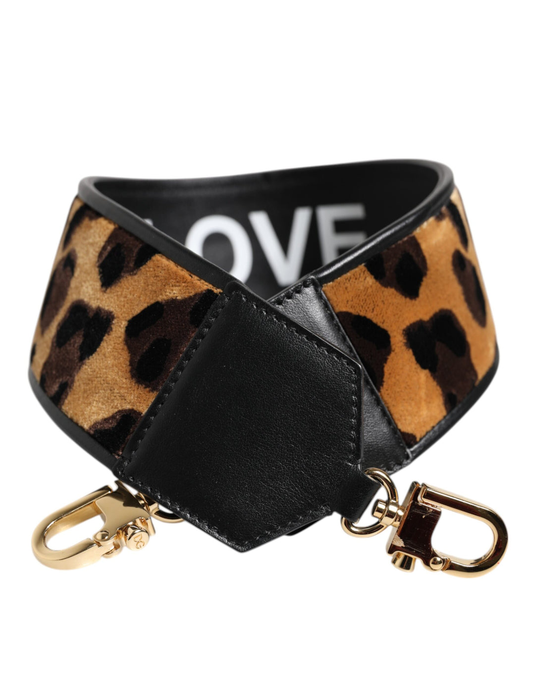 Dolce & Gabbana Black Leopard Print Reversible Bag Shoulder Strap by Dolce & Gabbana outlet now on sale