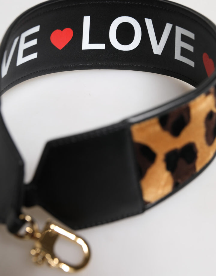 Dolce & Gabbana Black Leopard Print Reversible Bag Shoulder Strap by Dolce & Gabbana outlet now on sale