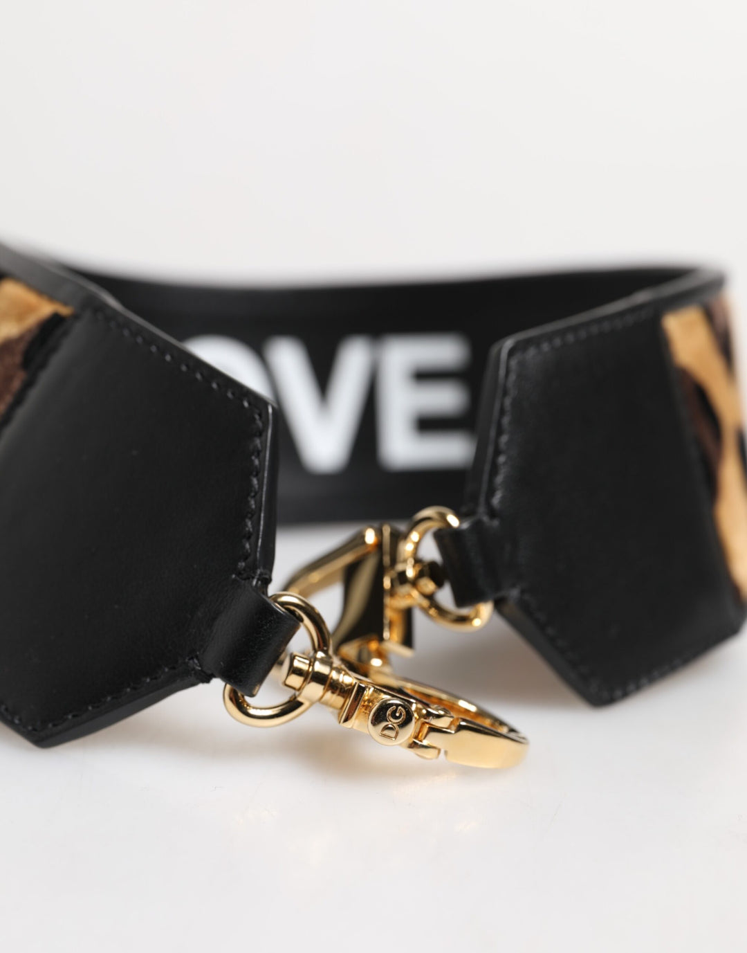 Dolce & Gabbana Black Leopard Print Reversible Bag Shoulder Strap by Dolce & Gabbana outlet now on sale