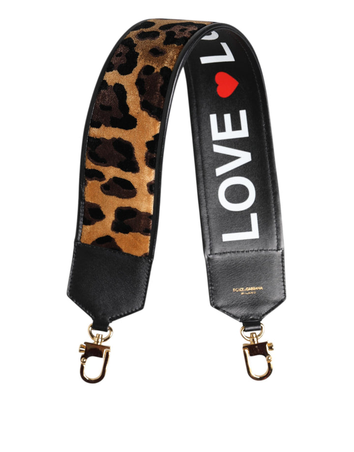 Dolce & Gabbana Black Leopard Print Reversible Bag Shoulder Strap by Dolce & Gabbana outlet now on sale