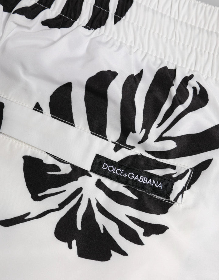 Dolce &amp; Gabbana White Black Print Beachwear Shorts Swimwear by Dolce &amp; Gabbana outlet now on sale
