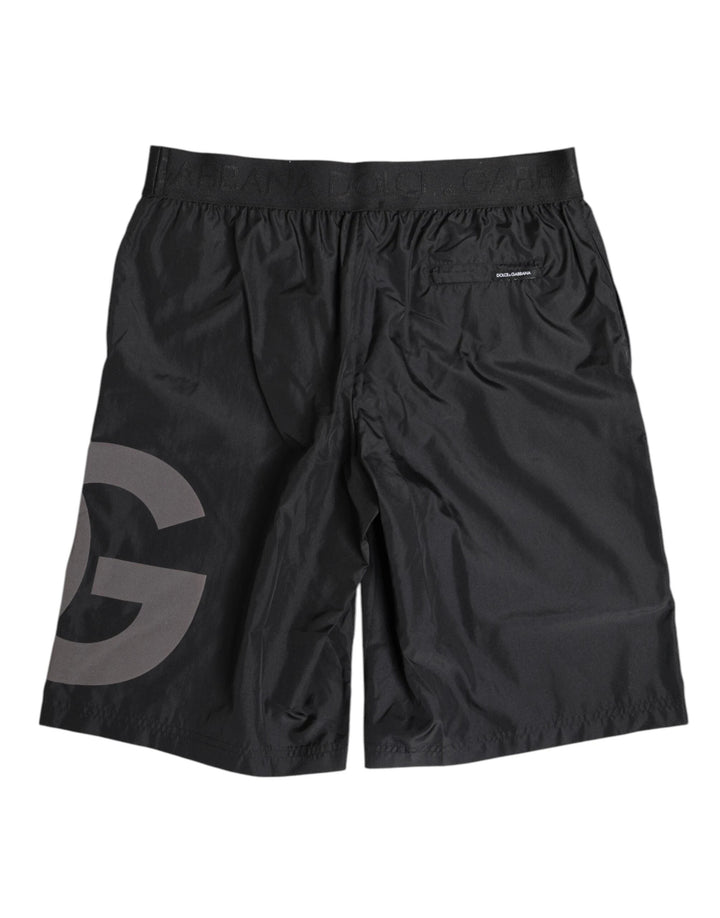 Dolce &amp; Gabbana Black Logo Print Beachwear Men Shorts Swimwear by Dolce &amp; Gabbana outlet now on sale