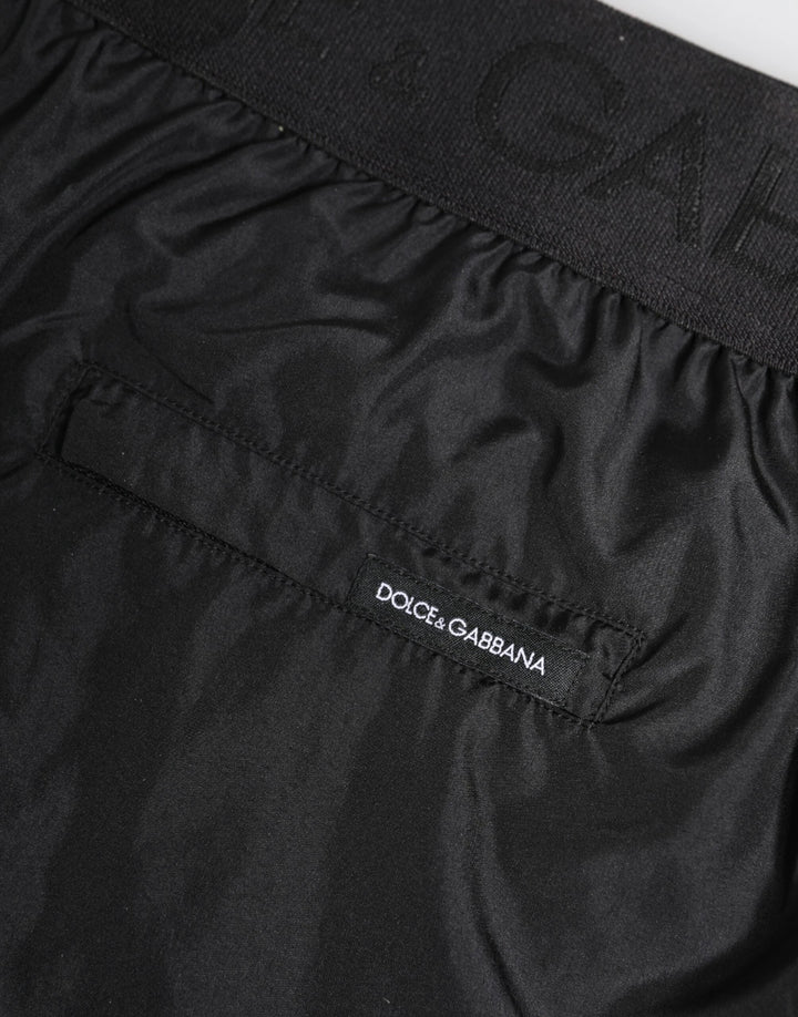 Dolce &amp; Gabbana Black Logo Print Beachwear Men Shorts Swimwear by Dolce &amp; Gabbana outlet now on sale