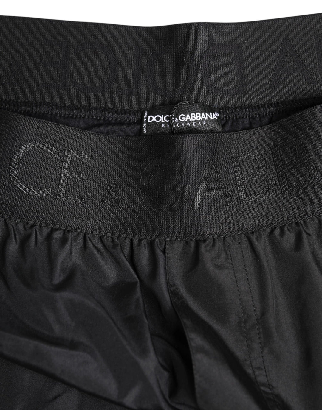 Dolce &amp; Gabbana Black Logo Print Beachwear Men Shorts Swimwear by Dolce &amp; Gabbana outlet now on sale