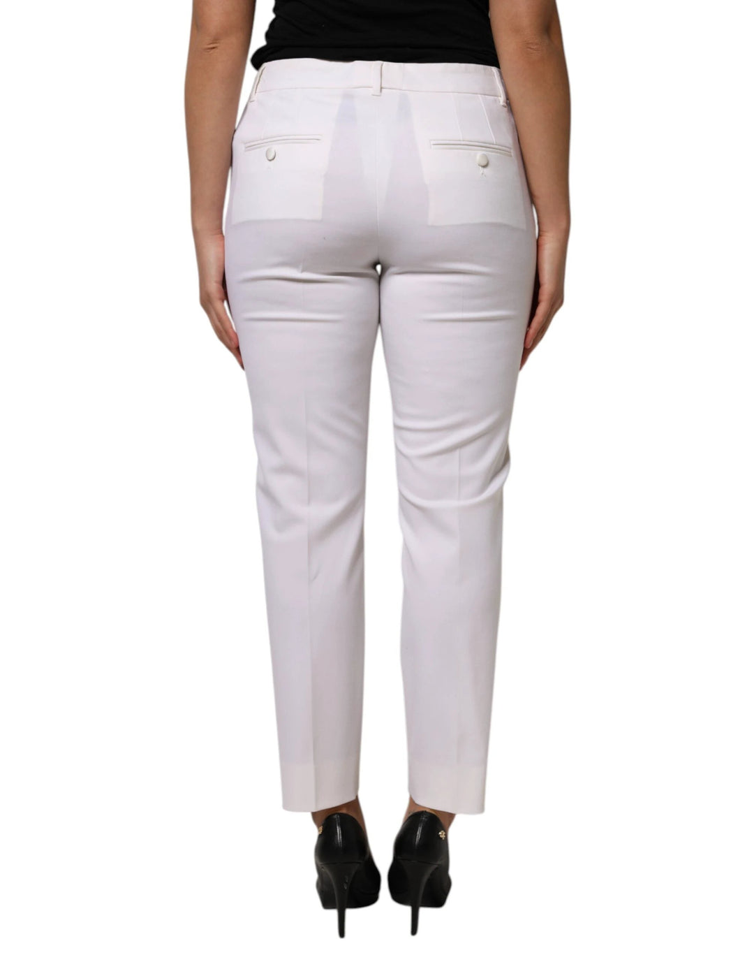 Dolce &amp; Gabbana Sample Sale Dolce &amp; Gabbana White Wool Mid Waist Tapered Pants - | Designer outlet