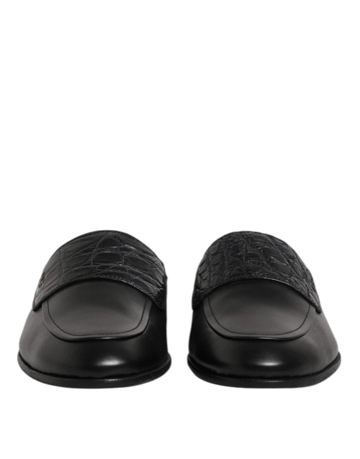 Dolce &amp; Gabbana Sample Sale Dolce &amp; Gabbana Black Calfskin Leather Slip On Loafers Shoes - | Designer outlet