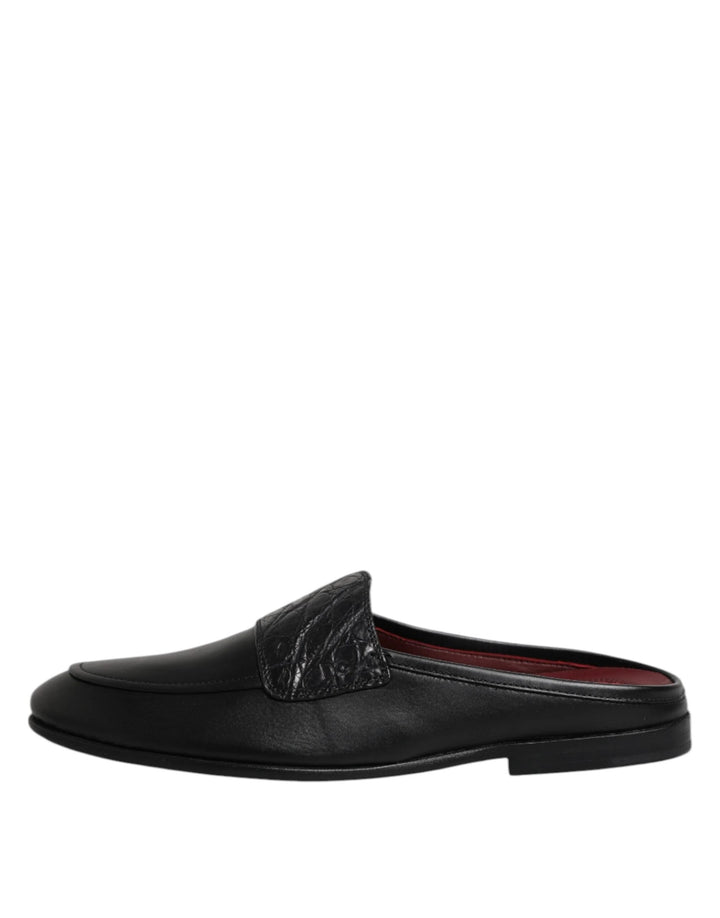 Dolce &amp; Gabbana Sample Sale Dolce &amp; Gabbana Black Calfskin Leather Slip On Loafers Shoes - | Designer outlet