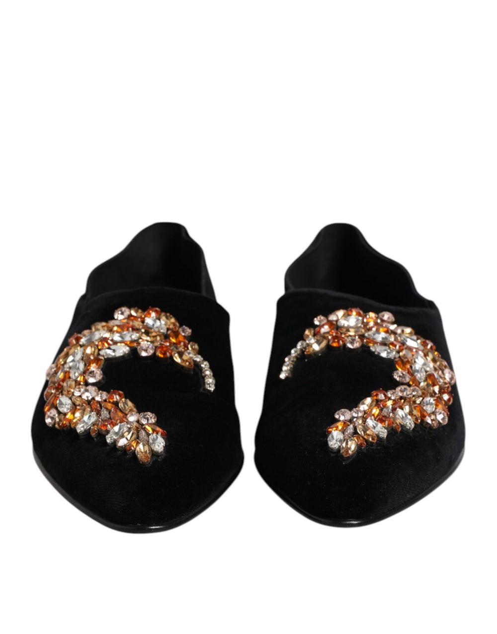 Dolce & Gabbana Black Velvet Embellished Loafer Slip On Shoes by Dolce & Gabbana outlet now on sale