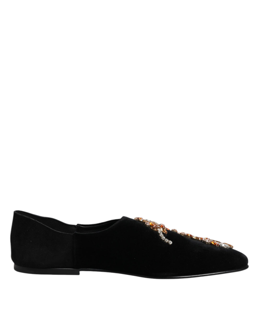 Dolce & Gabbana Black Velvet Embellished Loafer Slip On Shoes by Dolce & Gabbana outlet now on sale