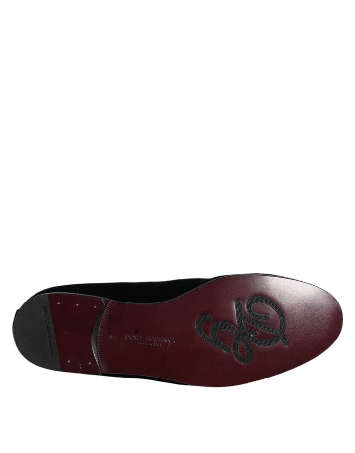 Dolce &amp; Gabbana Sample Sale Dolce &amp; Gabbana Black Velvet Embellished Loafer Slip On Shoes - | Designer outlet