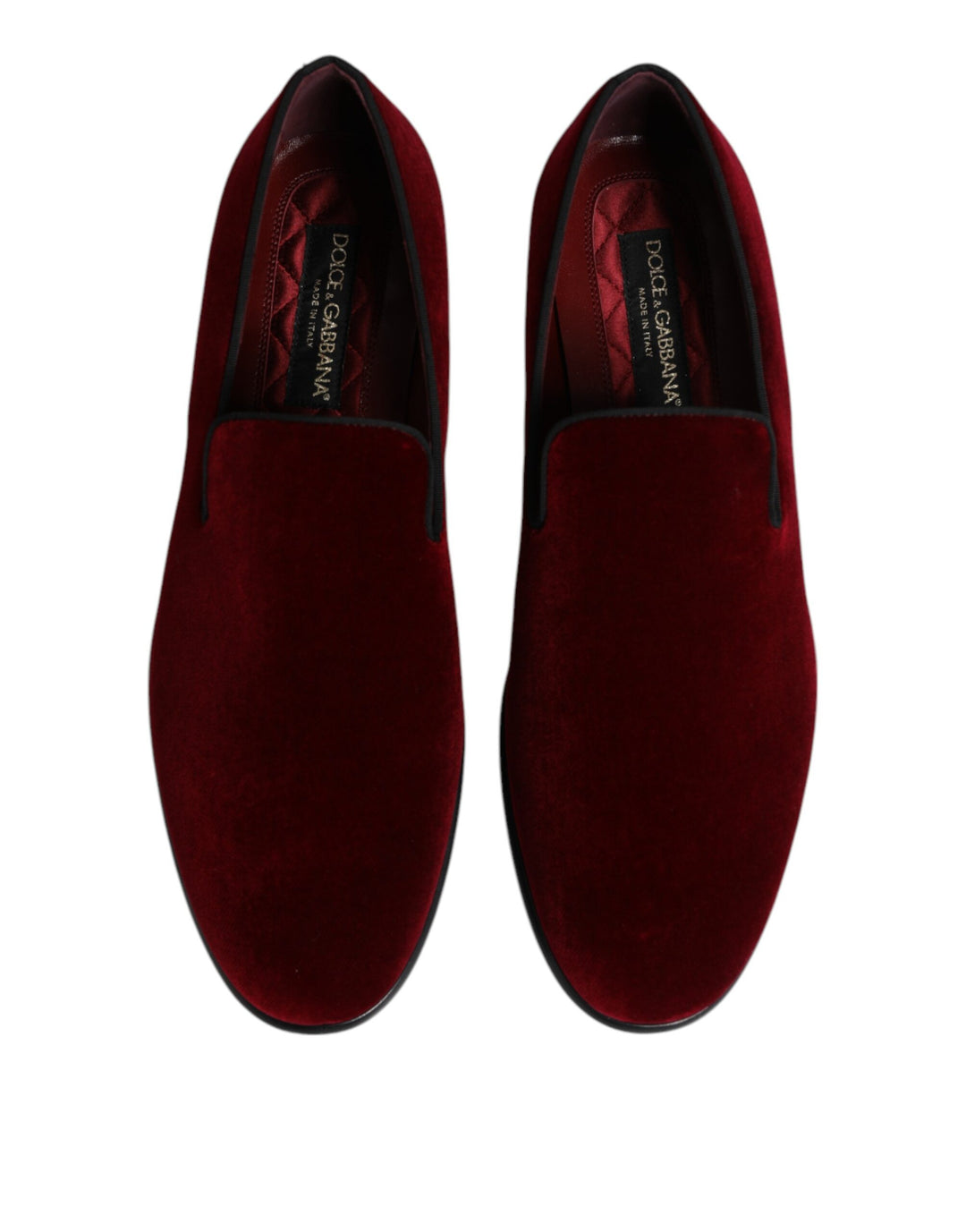 Dolce & Gabbana Red Cotton Velvet Slip On Loafers Formal Shoes by Dolce & Gabbana outlet now on sale