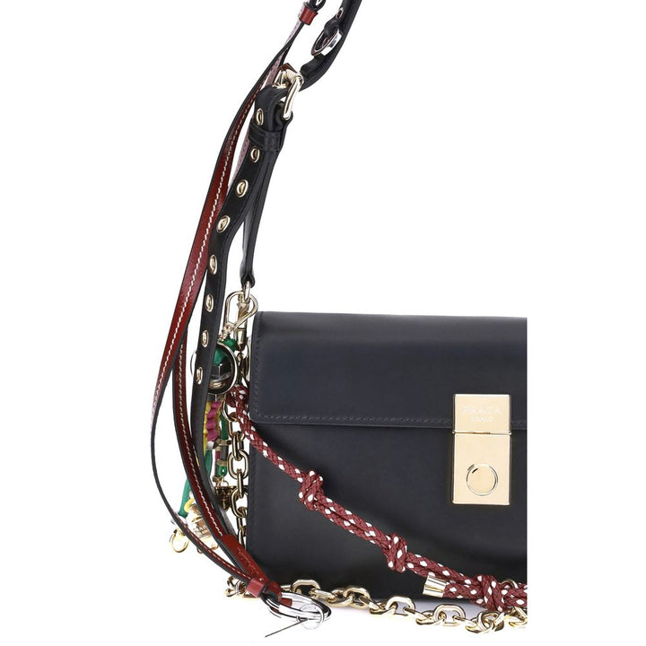 Prada Black Calf Leather Bos Taurus Shoulder Bag