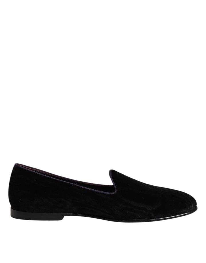 Dolce & Gabbana Black DG Crown Embroidery Loafers Slip On Shoes by Dolce & Gabbana outlet now on sale