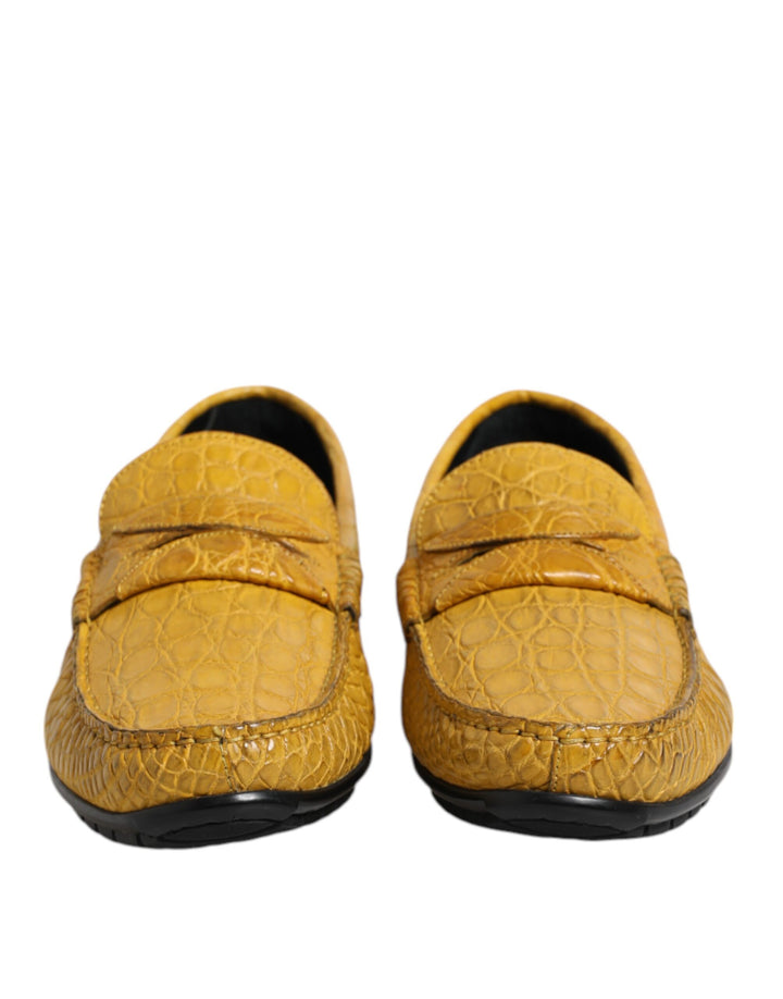 Dolce & Gabbana Yellow Exotic Leather Loafers Slip On Shoes by Dolce & Gabbana outlet now on sale