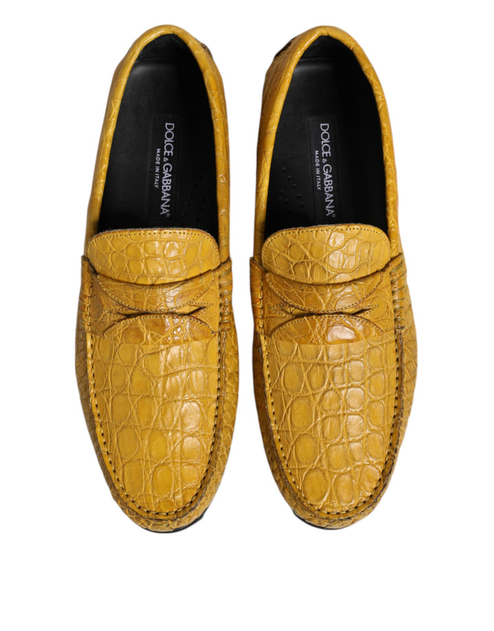 Dolce & Gabbana Yellow Exotic Leather Loafers Slip On Shoes by Dolce & Gabbana outlet now on sale