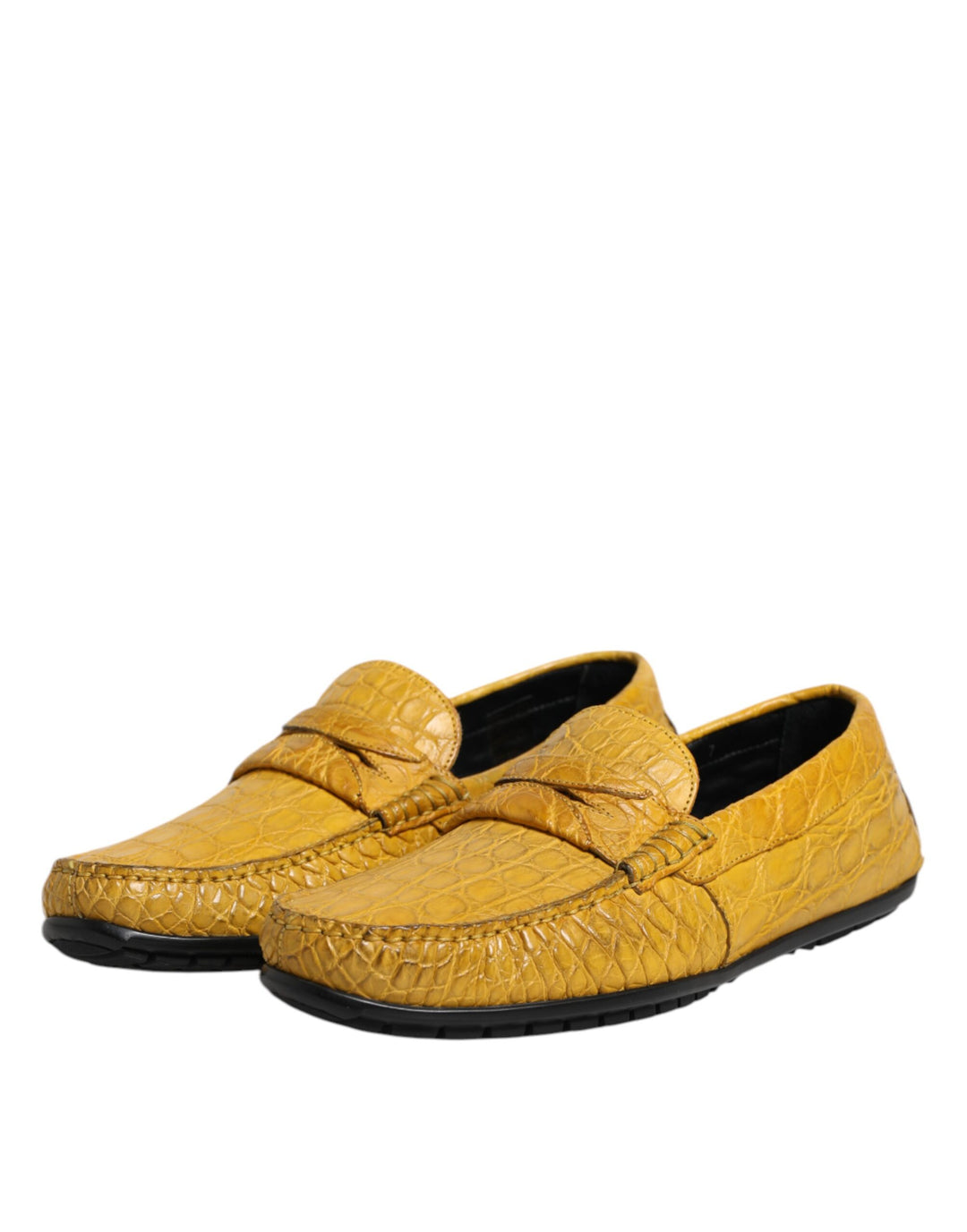 Dolce & Gabbana Yellow Exotic Leather Loafers Slip On Shoes by Dolce & Gabbana outlet now on sale