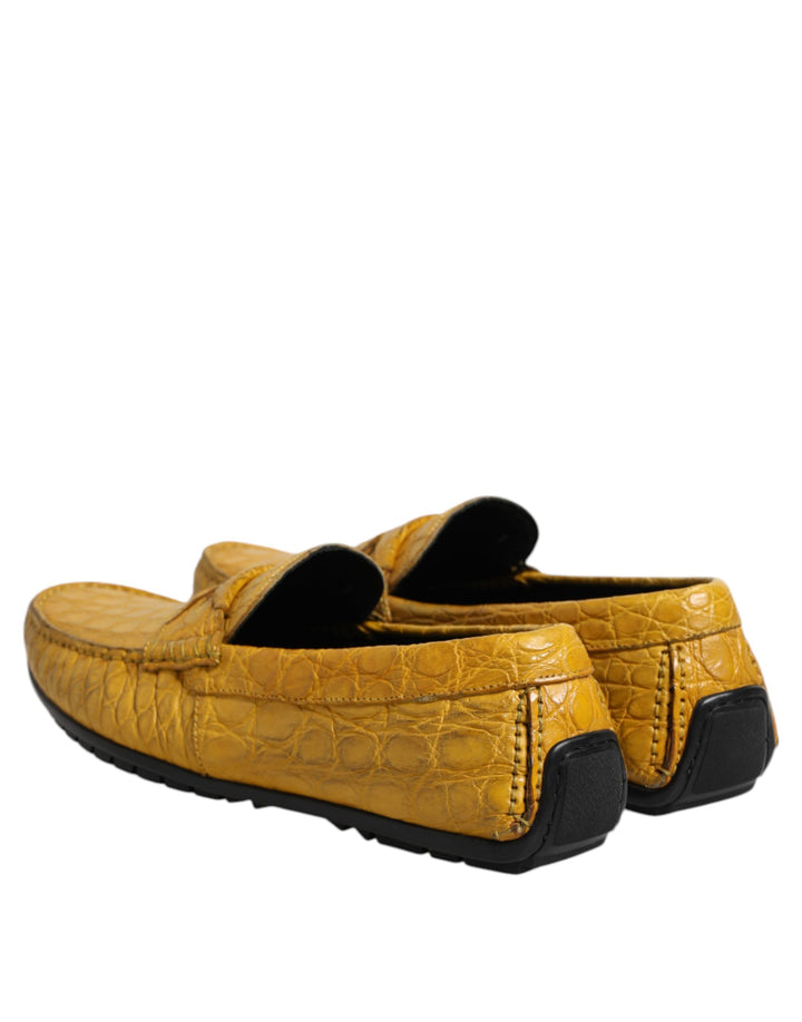 Dolce & Gabbana Yellow Exotic Leather Loafers Slip On Shoes by Dolce & Gabbana outlet now on sale