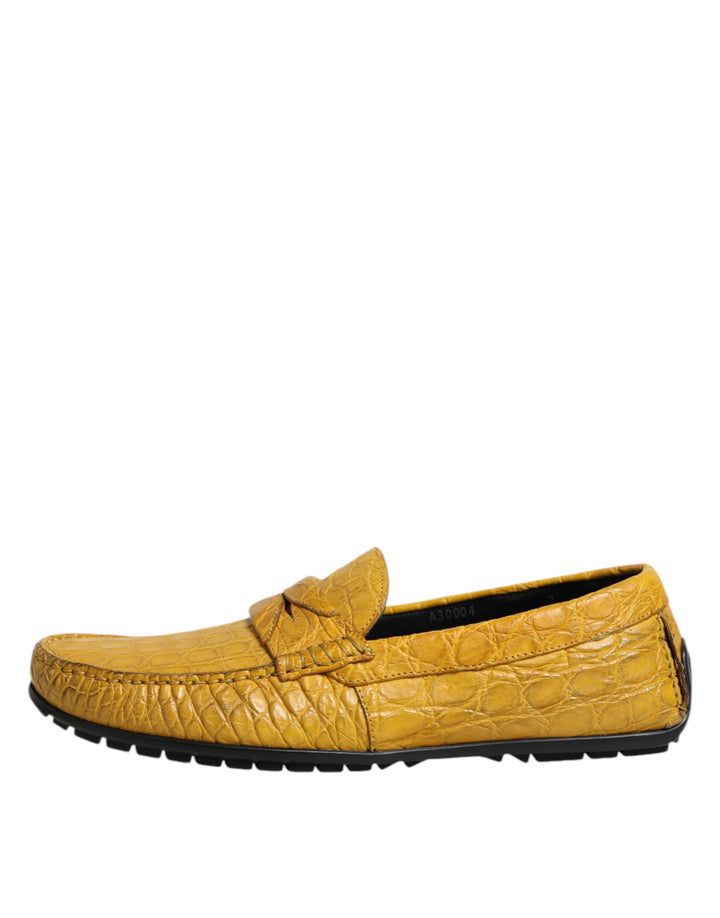 Dolce & Gabbana Yellow Exotic Leather Loafers Slip On Shoes by Dolce & Gabbana outlet now on sale