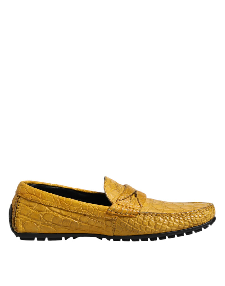 Dolce & Gabbana Yellow Exotic Leather Loafers Slip On Shoes by Dolce & Gabbana outlet now on sale