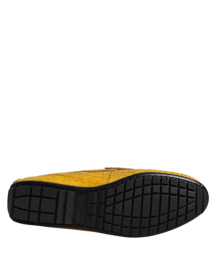 Dolce & Gabbana Yellow Exotic Leather Loafers Slip On Shoes by Dolce & Gabbana outlet now on sale