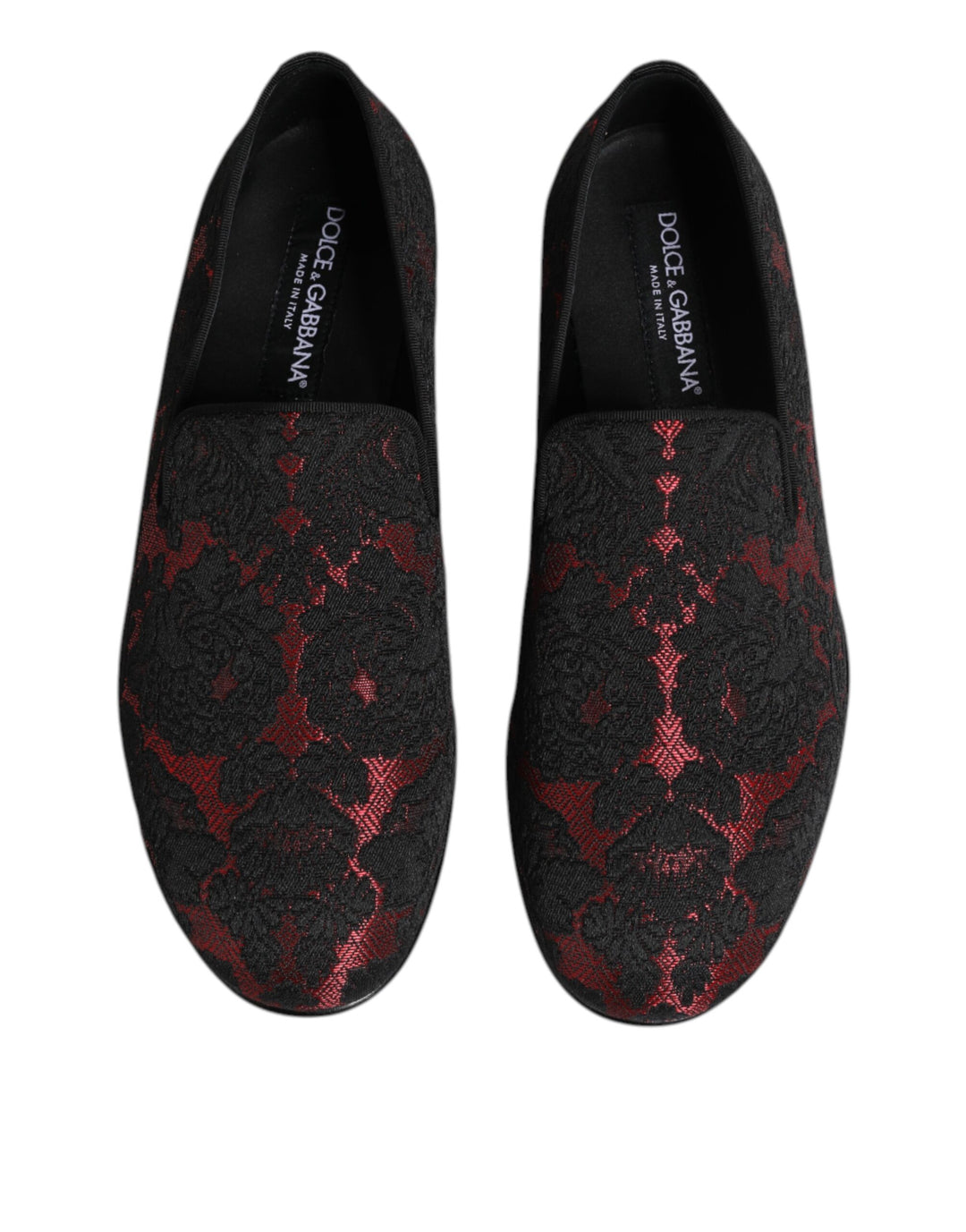 Dolce & Gabbana Red Black Jacquard Slip On Men Loafers Shoes by Dolce & Gabbana outlet now on sale