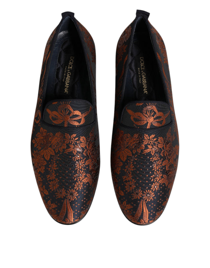 Dolce & Gabbana Black Jacquard Polyester Slip On Loafers Shoes by Dolce & Gabbana outlet now on sale
