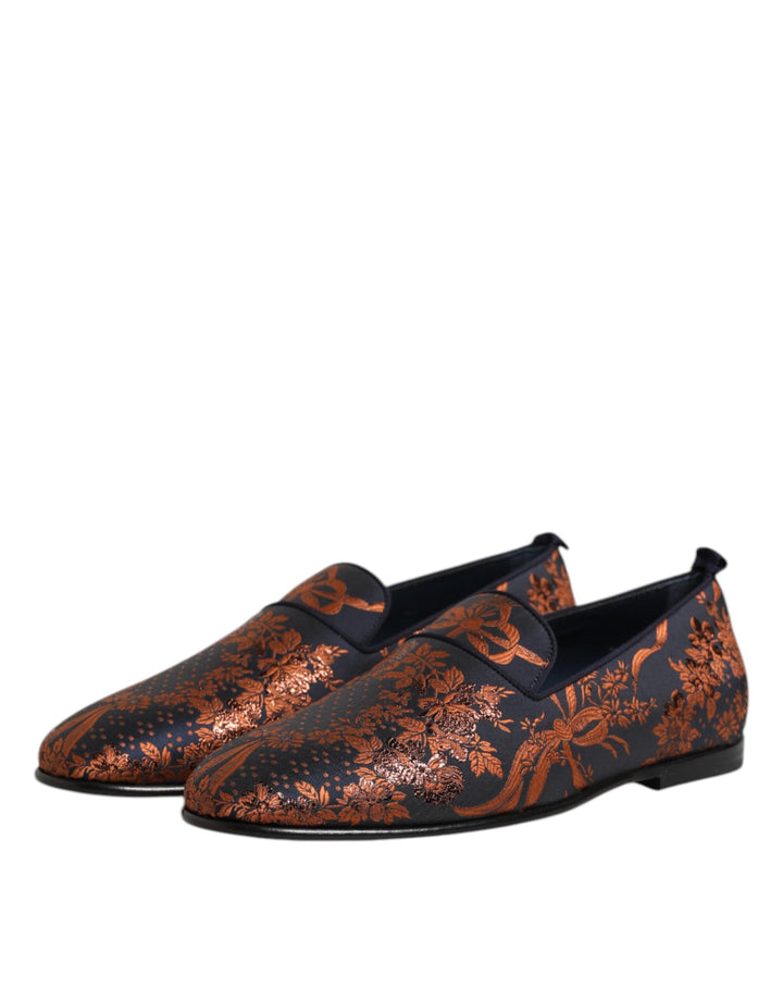 Dolce & Gabbana Black Jacquard Polyester Slip On Loafers Shoes by Dolce & Gabbana outlet now on sale