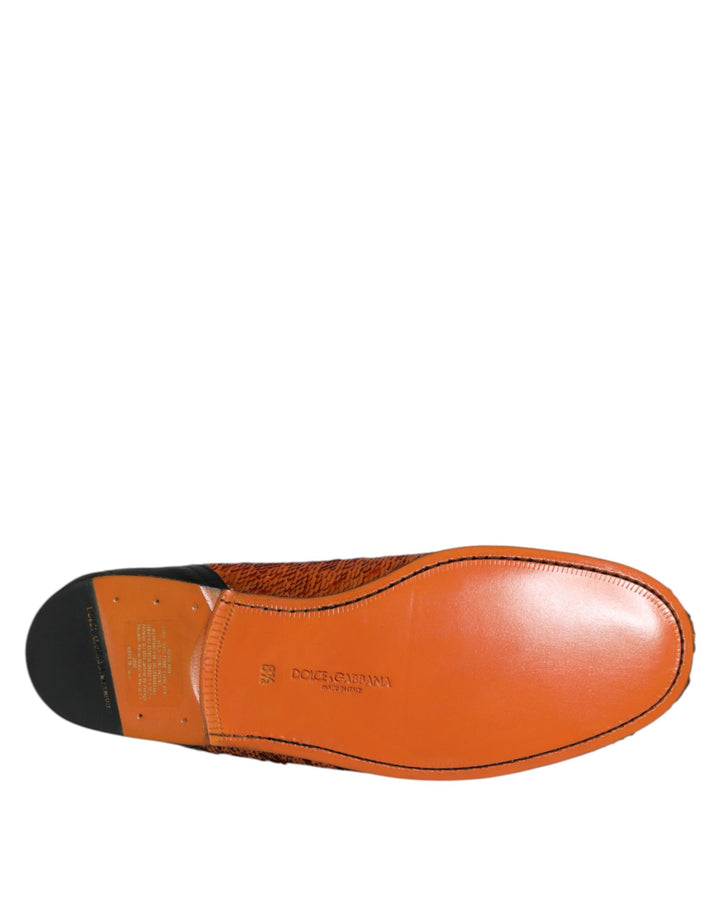 Dolce & Gabbana Orange Sequin Embellished Men Loafers Shoes by Dolce & Gabbana outlet now on sale