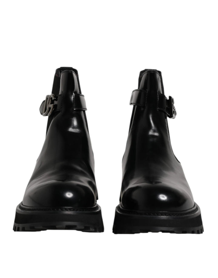 Dolce &amp; Gabbana Sample Sale Dolce &amp; Gabbana Black Belted DG Logo Men Chelsea Boots Shoes - | Designer outlet