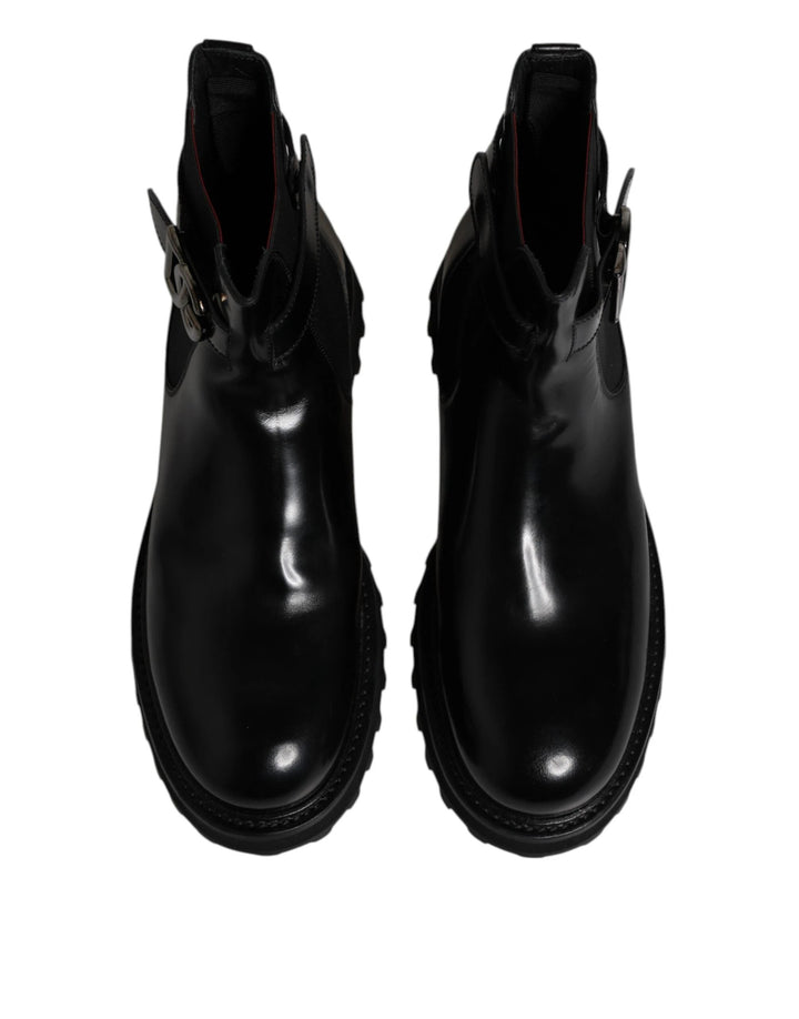 Dolce &amp; Gabbana Sample Sale Dolce &amp; Gabbana Black Belted DG Logo Men Chelsea Boots Shoes - | Designer outlet